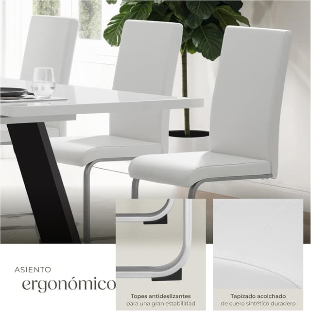 Thumbnail 5 de tectake Conjunto de 6 Sillas Blancas para Comedor