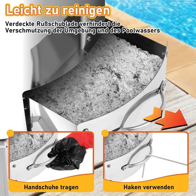 Detalle 2 de Vigevee Brennholz Poolheizung mit Feuertonne aus Edelstahl – für 32/38 mm Anschlüsse