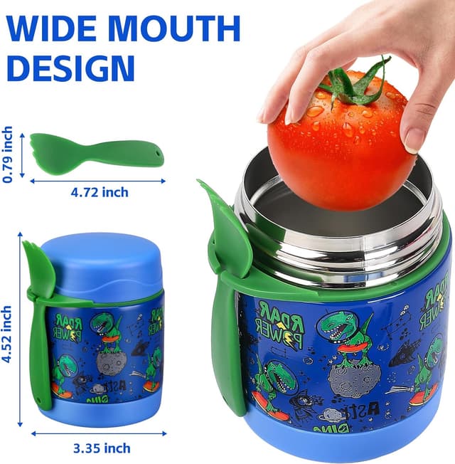 Thumbnail 1 de Blue-dinosaur 10oz Insulated Food Jar for Kids 🍱
