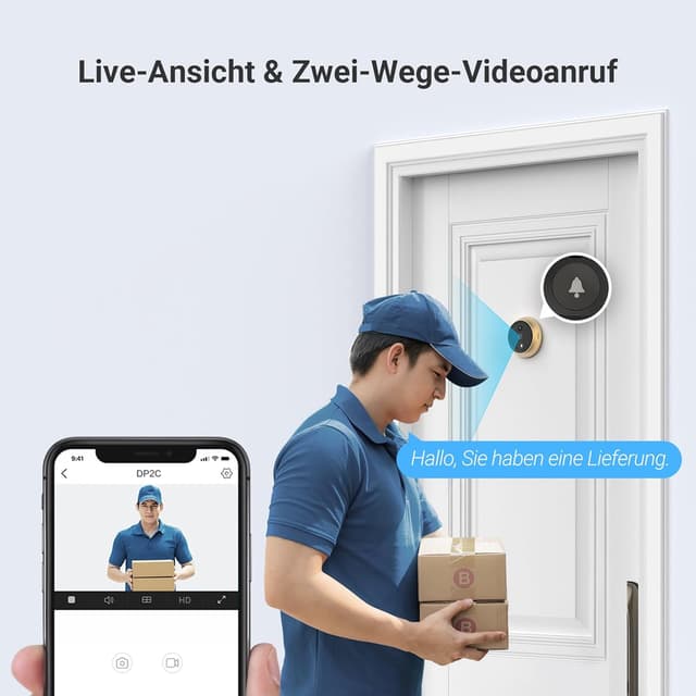 Detalle 1 de EZVIZ DP2C Video-Türklingel mit 2MP, 4,3-Zoll-Farbbildschirm, WLAN und Zwei-Wege-Audio (golden)