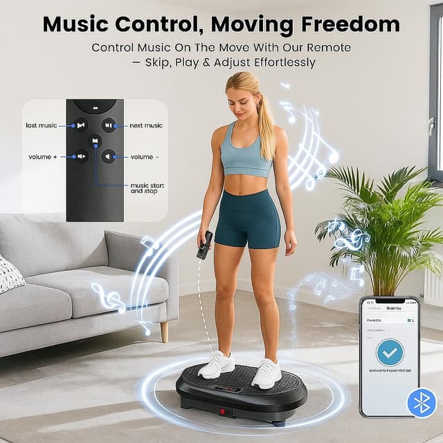 Thumbnail 1 de HVX Vibration Plate Exercise Machine with Bluetooth & Dual Resistance Bands