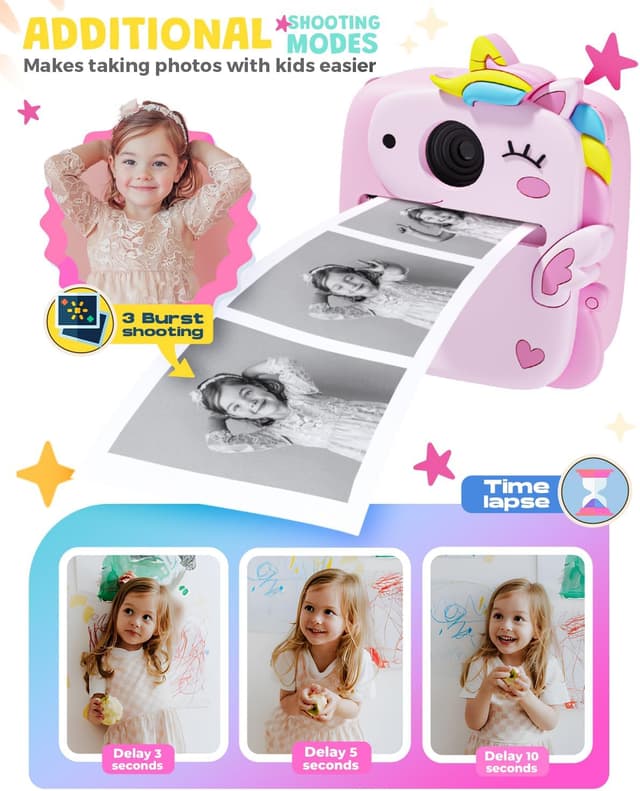 Detalle de Kids Instant Print Camera 1080P for Ages 3–9