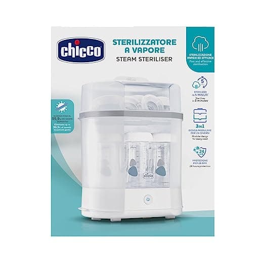 Thumbnail 7 de Chicco Esterilizador Eléctrico, Esterilizador de Biberones, Sacaleches y Chupete, con 3 Configuraciones y Apagado Automático, Apto para Microondas, Universal hasta 6 Biberones de 330 ml, Blanco