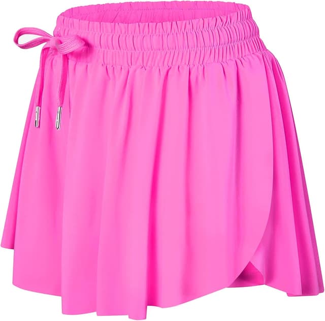 Detalle de Wsirmet Flowy Butterfly 2-in-1 Athletic Workout Shorts for Women with Pockets