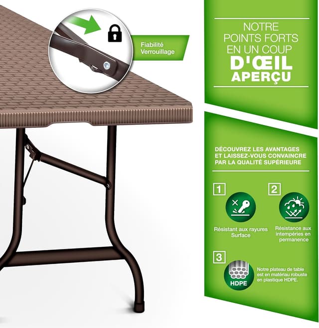 Thumbnail 3 de Tillvex Table de jardin 180x75 cm pliable