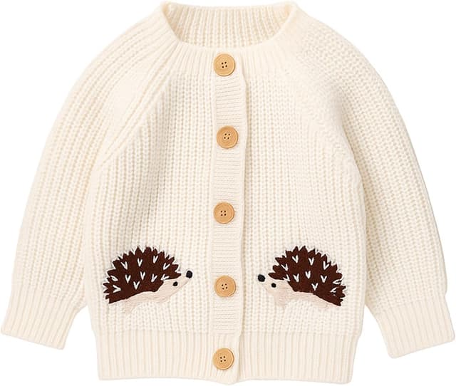 Thumbnail 6 de Yoolhamy Baby Strickjacke für Kleinkinder mit Igel-Design – warmer Cardigan mit Knöpfen, Unisex