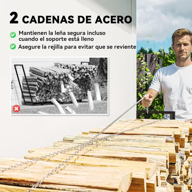 Thumbnail 3 de Outsunny Estante de leña 235x31x116 cm