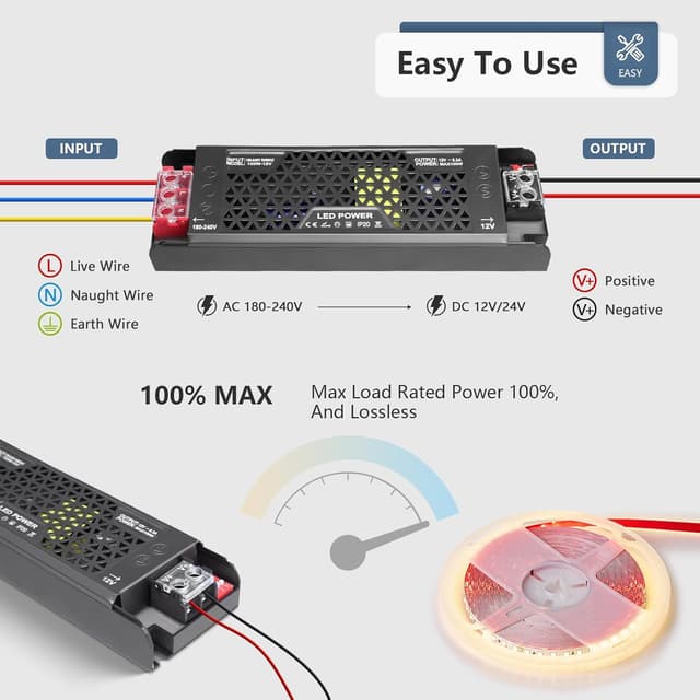 Detalle de SUCIKORIO 24V 150W dimmerabile alimentatore LED (AC 220V→DC 24V 6,2A)
