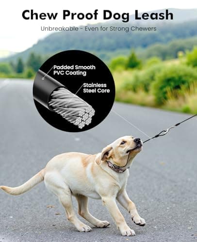 Detalle de Pecute correa extensible para perro de 8 metros (15-50 kg), con cuerda antimordida de 46 cm y sistema 360° anti-enredos