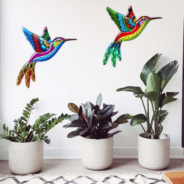 Detalle de 2er-Set Kolibri 3D Metall-Wanddeko zum Aufhängen (Vögel), Outdoor Garten Metallskulptur
