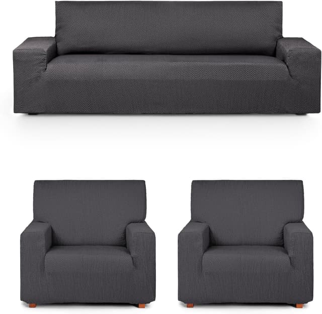 Detalle de Eysa Luz funda sofá elástica 3+1+1 Antracita