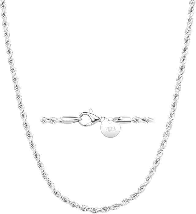 Detalle de Kraven Damen Halskette aus 925 Silber ohne Anhänger – Rombus-Kettenglieder, in 40/45/50/55/60 cm