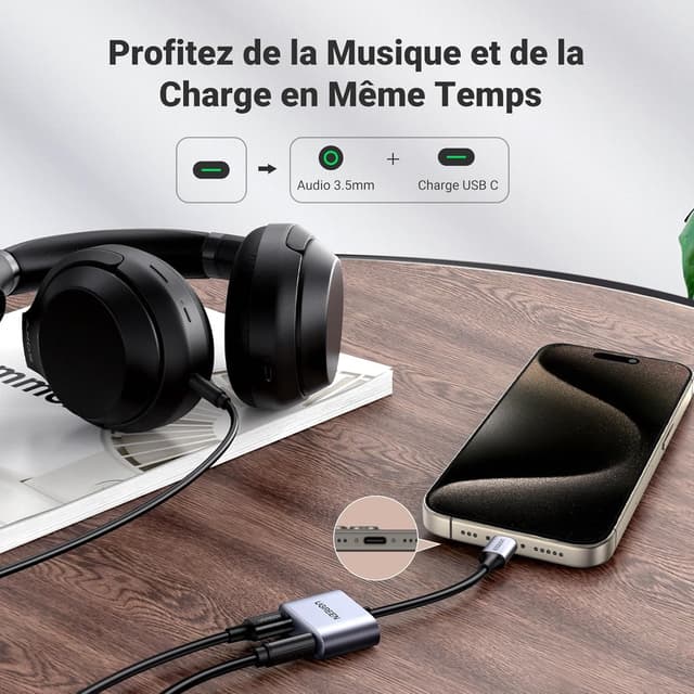 Detalle 2 de UGREEN adaptateur USB C jack 3,5 mm 60W