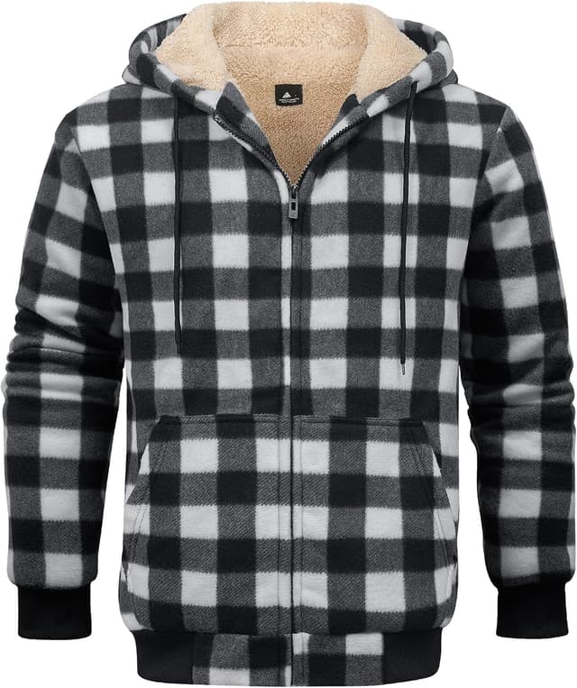 Thumbnail 6 de geeksport Fleecejacke Herren mit Kapuze kariert – warme Sweatjacke mit durchgehendem Reißverschluss