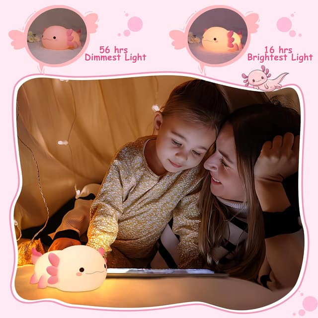 Detalle 2 de Ammonite Axolotl Nachtlicht – dimmbares, wiederaufladbares LED-Silikonlicht mit 20-Minuten-Timer