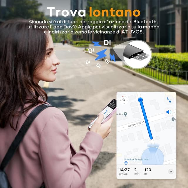 Detalle de ATUVOS Air Tag Card ricaricabile da 1,6 mm: tracker Bluetooth per portafoglio compatibile con l’app Dov’è (solo iOS)