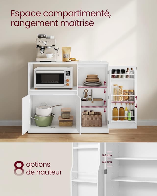 Detalle 2 de VASAGLE BBK373WB01 buffet cuisine 53 cm