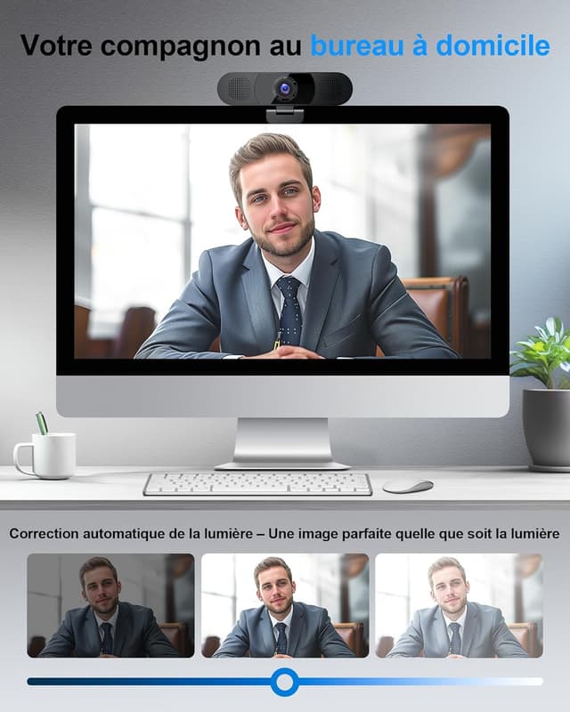Detalle de EMEET Webcam C980PRO 1080P avec microphone, haut-parleurs et cache objectif