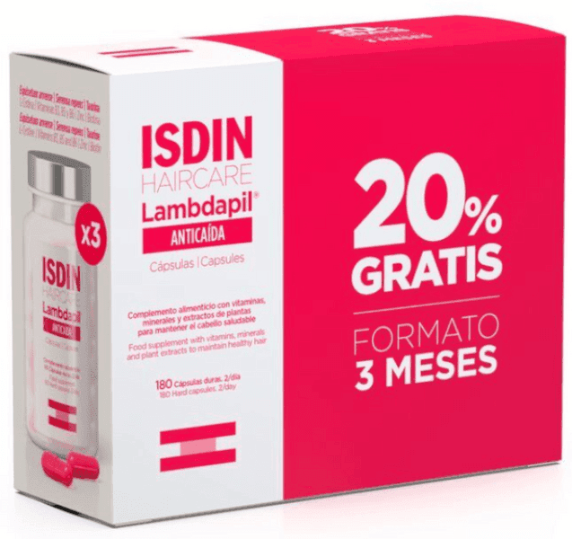 Imagen de Isdin Lambdapil Anticaída - 180 Cápsulas para Cabello 💊 en OfertitasTOP