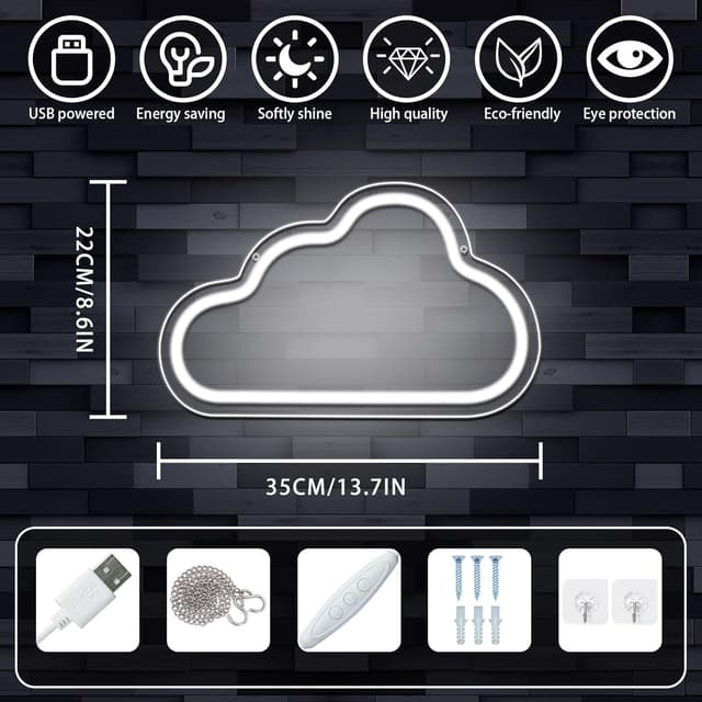 Detalle de DWOOKE Wolken-LED-Neonlicht Tafel für Notizen