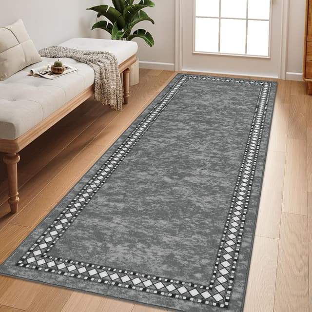 Detalle de Homcomodar non-slip carpet runner for hallways, grey (80x200cm)