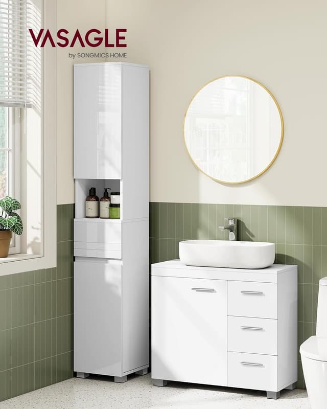 Detalle 2 de VASAGLE BBK503W10 Waschbeckenunterschrank