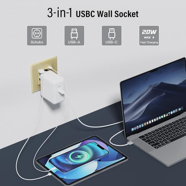 Detalle 2 de BSEED Glas-Steckdose mit 20W USB-C Schnellladegerät (20W), 3-in-1 Unterputz – 86 mm, 1-fach, Gold