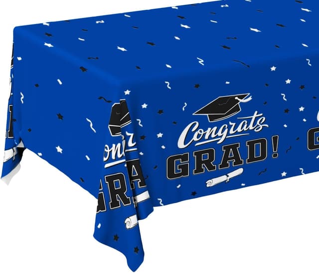 Detalle de Gatherfun Graduation Decorations 2026 Class Blue Graduation Tablecover (3-Pack, 54"x108")
