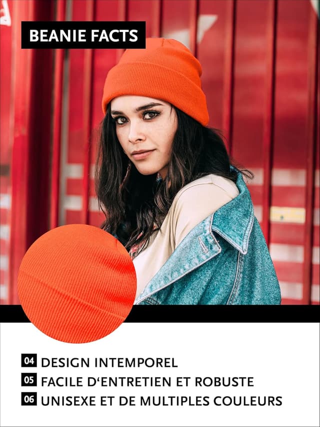 Detalle 2 de DonDon Bonnet Homme/Femme d’hiver : beanie en maille à design classique