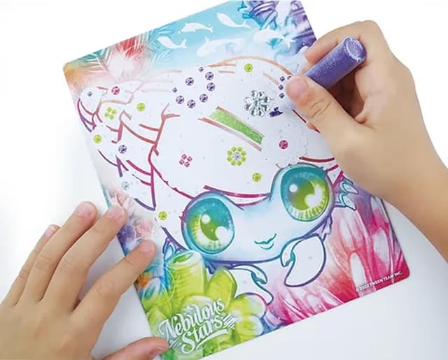 Detalle de Nebulous Stars Paillettes et Feuilles Métallisées « Foil Art » — kit de loisirs créatif Marinia (3 tableaux)