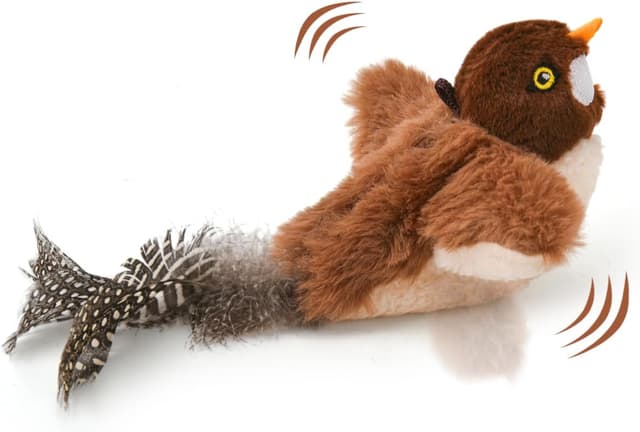 Detalle de LIFLIX Jouet interactif pour chat “Petit Oiseau” battant des ailes, rechargeable USB avec herbe à chat