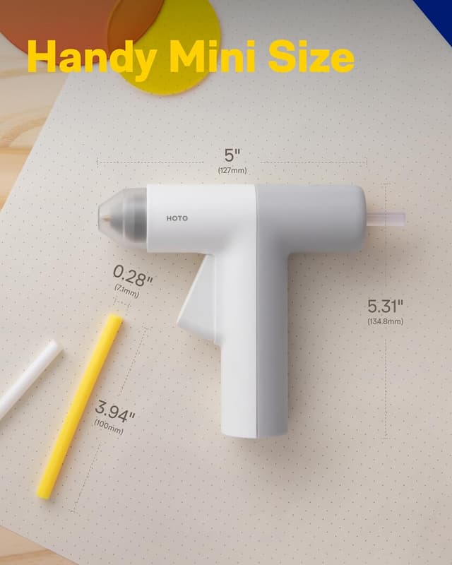 Detalle de HOTO Cordless Glue Gun (USB-C rechargeable, 30s fast heating) with anti-drip nozzle and auto shut-off