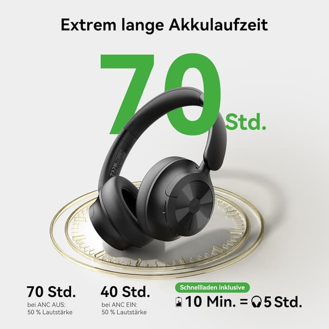 Detalle de OneOdio Focus A1 Pro Bluetooth On-Ear-Kopfhörer mit Hybrid-ANC, 70 Std. Akku und Bluetooth 6.0