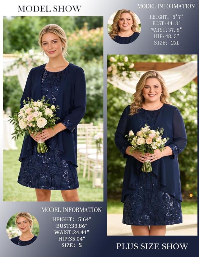 Detalle 2 de GRACE KARIN Women’s Sequin Two-Piece Dress with Jacket (Knee-Length) for Wedding Guests