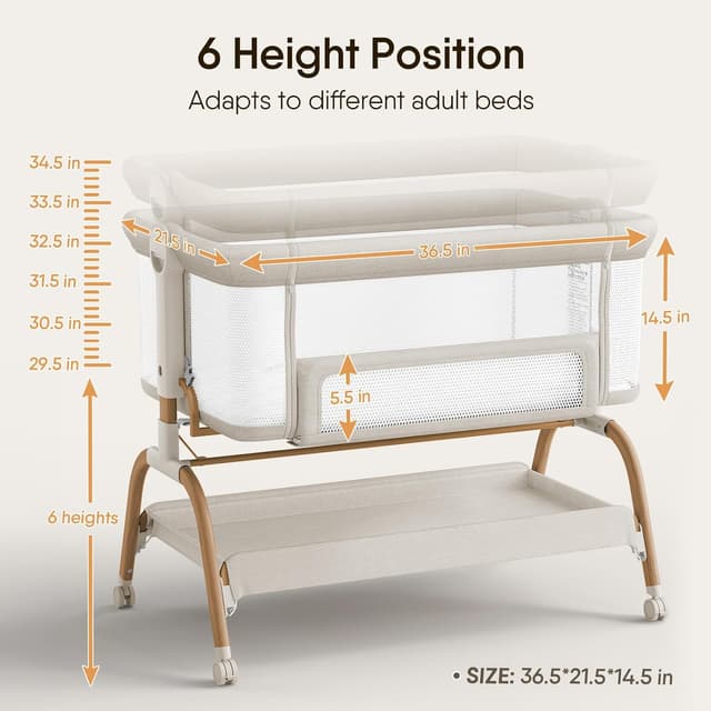 Thumbnail 5 de Baby Bassinet Bedside Crib 3-in-1 Bassinet