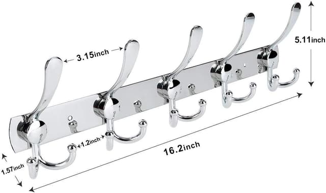 Detalle de LYLIN portemanteau mural à 5 crochets en acier inoxydable (45 x 13 cm) pour salle de bain et entrée