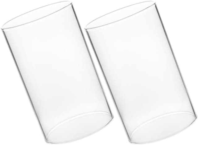 Detalle de HOMSFOU 2er-Set zylindrische Glas-Kerzenhauben mit Windschutz für Stumpenkerzen (15×7 cm), transparent