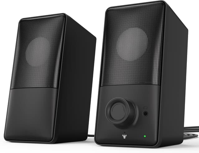 Detalle de kstime PC-Lautsprecher mit Bluetooth 5.4, 14 W RMS und Bassreflex – geneigt für Stereo am Arbeitsplatz