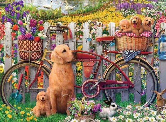 Detalle 2 de Ravensburger Cute Dogs in The Garden 500 Piece Jigsaw Puzzle (Age 10+) for Adults and Kids