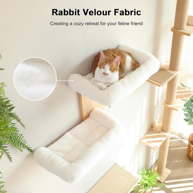 Detalle 2 de FUKUMARU Cat Wall Shelves with 2 Platforms – Tree-Shape Wall-Mounted Cat Perch