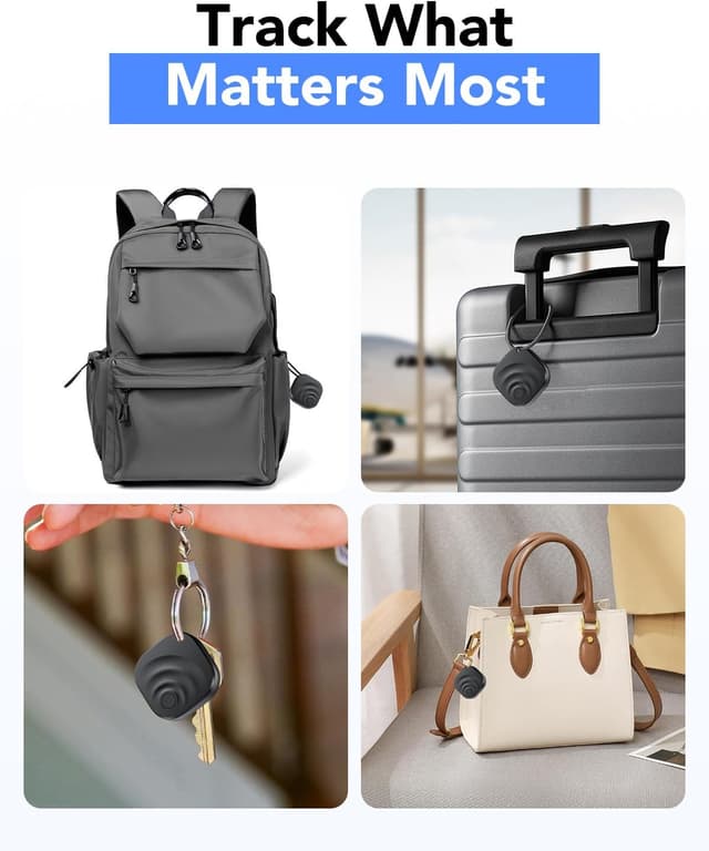 Thumbnail 6 de TIMU Smart Tracker Tag 4 Pack (Bluetooth 5.4) for iOS & Android, works with Find My apps, IP67, 2 years, Black