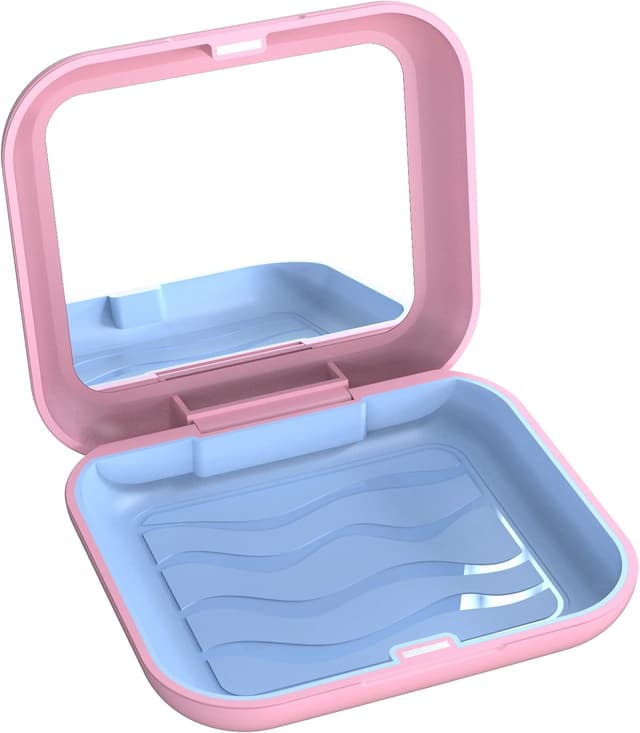 Detalle de BVN Retainer Case with Mirror – Square retainer box for aligners, mouth guards and retainers (Pink)