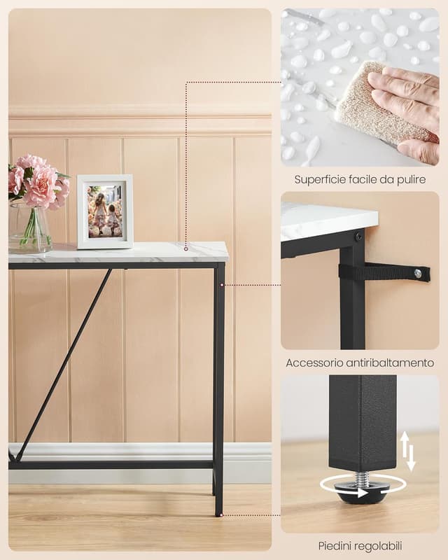 Detalle 1 de VASAGLE Tavolo consolle stretto 23x120