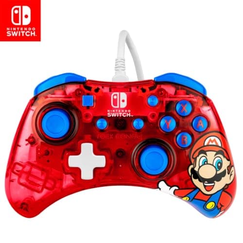 Detalle de PDP Rock Candy mando con cable para Nintendo Switch (Mario, con sticks cóncavos)
