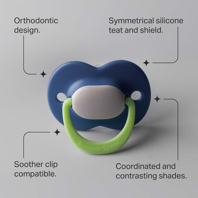 Detalle 2 de Tommee Tippee Ultimate Fit Soother (6–18 Months) – 4 Pack, Orthodontic Dummy, Symmetrical Teat in Muted Brights