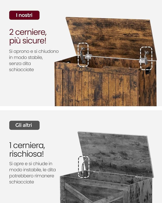 Detalle 2 de VASAGLE Cassapanca contenitore 40 x 76 x 48 cm