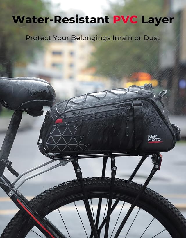 Detalle de KEMIMOTO 2-in-1 Fahrradtasche für Gepäckträger hinten (8 l) – wasserabweisend mit Schultergurt