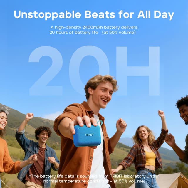 Detalle de Tribit PocketGo portable wireless Bluetooth speaker (7W stereo sound, IP68, up to 20 hours)