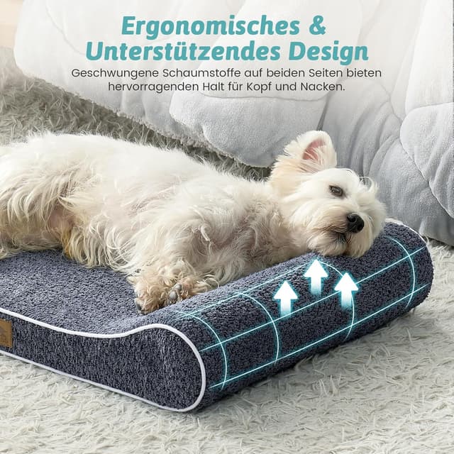 Detalle de COZY KISS Orthopädisches Hundebett für große Hunde 90×60×13 cm, erhöhtem Rand, waschbar – blau