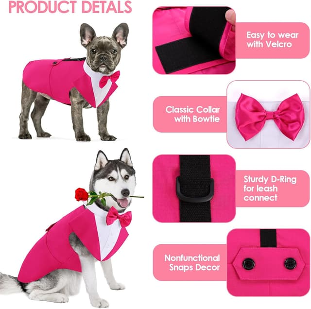 Detalle de AOFITEE Dog Tuxedo Formal Suit and Bandana Set with Detachable Bow Tie